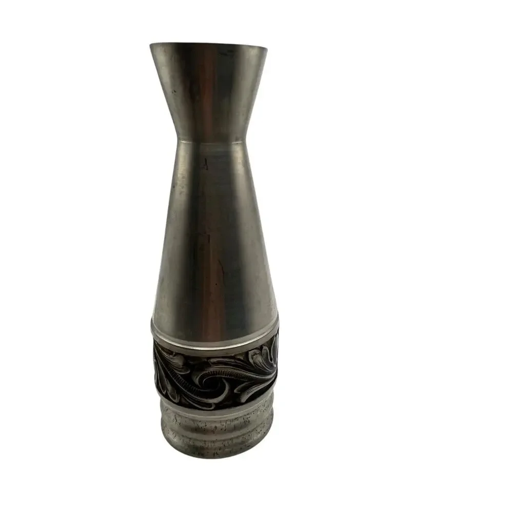 Gullsmeg Borgen Vase Vintage Pewter Tinn Organic Leaf Art Nouveau Retro Chic - Picture 3 of 8